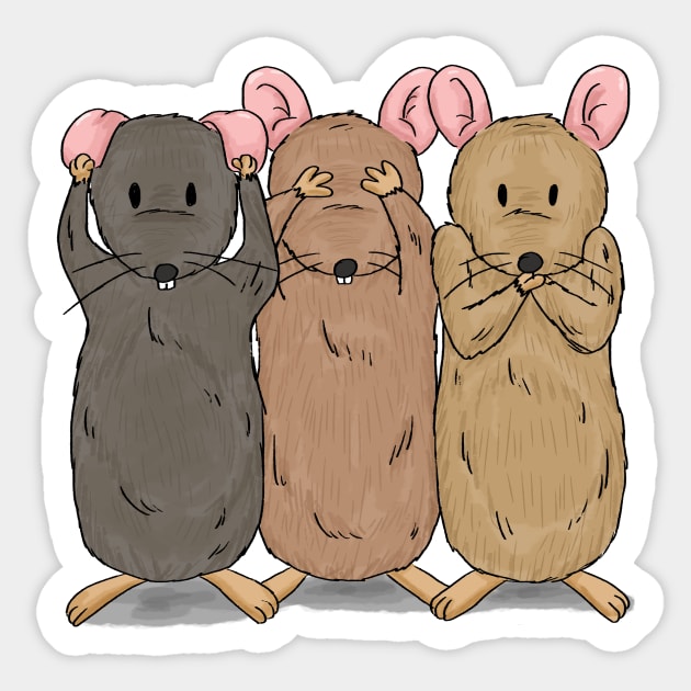 Three Wise Mice - See No Evil - Hear No Evil - Speak No Evil - Cute Rodents Sticker by Thor